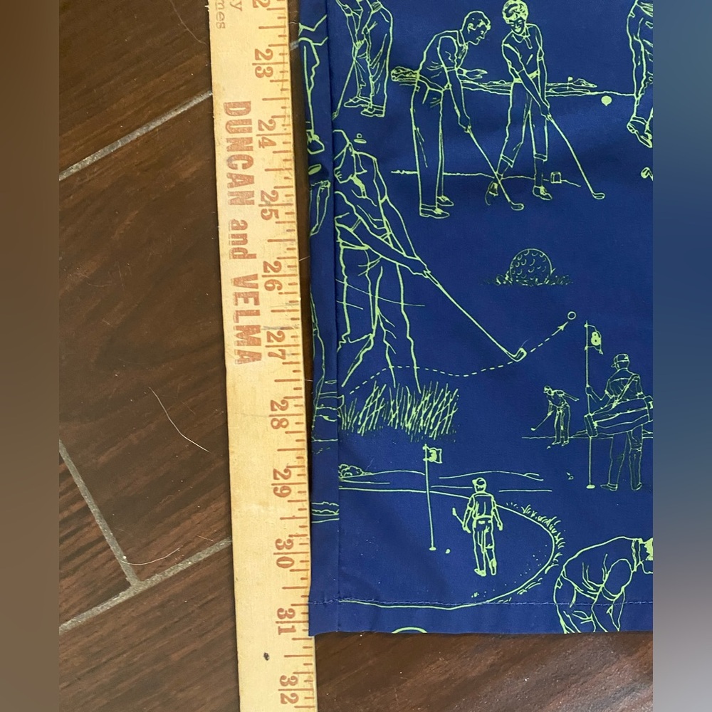 Travis Mathew Golf Pants Mens 34 Blue Neon Green‎ Excellent Golfer Sketch Print - Picture 4 of 7